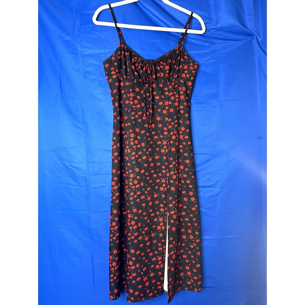 Womens Dark Floral Slip Dress Sz S Cottagecore Romantic Milkmaid Peasant Grunge - Picture 6 of 8